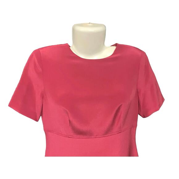 Talbots Women's Pink 100% Pure Silk Empire Waist Short Sleeve Sheath Dress Sz 4 - Picture 4 of 11